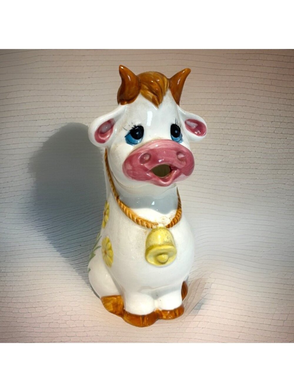 Vintage Norleans Sitting Bessie Cow Creamer Country Farmhouse Ceramic MCM Japan